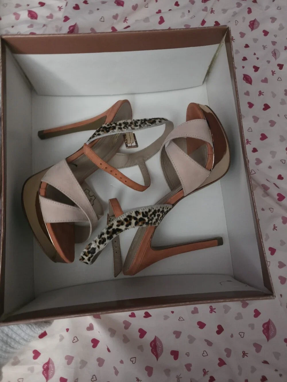 Chic Pink Leopard Accent Stiletto Sandals